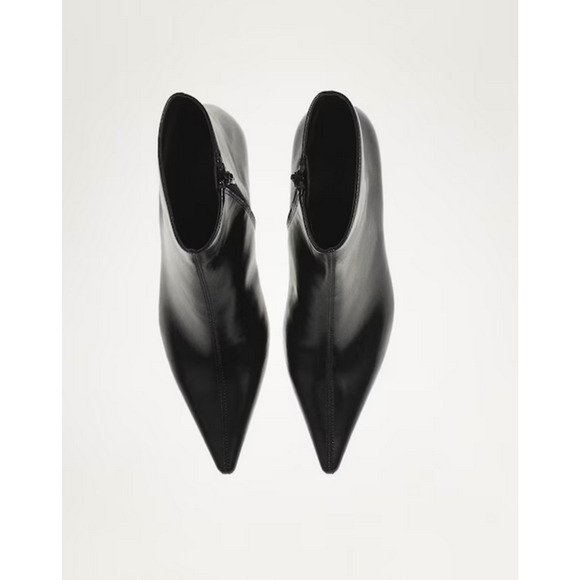 NEW MANGO MNG BLACK TOBI FAUX LEATHER KITTEN HEEL ANKLE BOOTS BOOTIE 36 US 6 - Picture 5 of 8